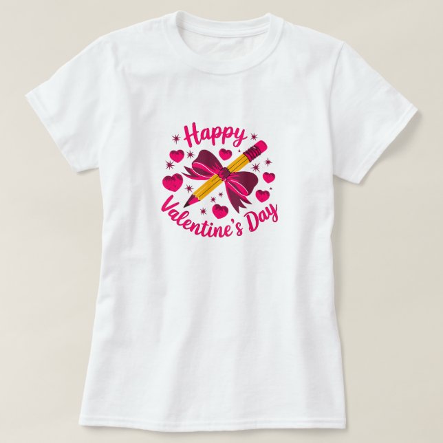 Camiseta Felices corazones de lápices del Día de San Valent (Diseño del anverso)