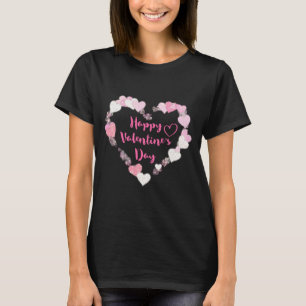 Camiseta Felices corazones rosados Purpurinoso del Día de S