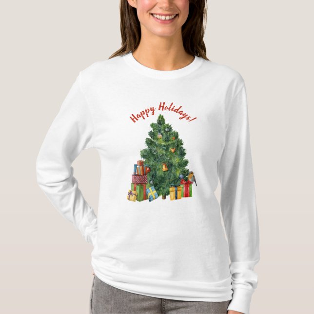 Camiseta Felices Fiestas - Árbol de Navidad (Anverso)