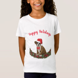 Camiseta Felices fiestas Boxer Dog Santa Hat Cute