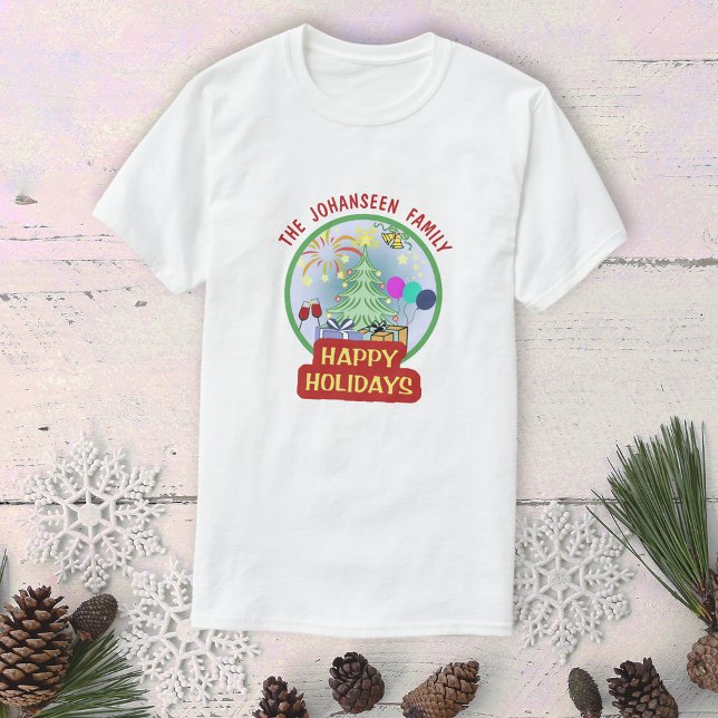 Camiseta Felices Fiestas Coloridas Reunión Retro Familiar (Subido por el creador)