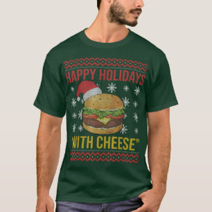 Camiseta Felices Fiestas Con Queso Gracioso Hamburger Chris