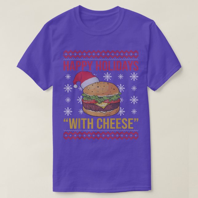 Camiseta Felices Fiestas Con Queso Gracioso Hamburger Chris (Diseño del anverso)