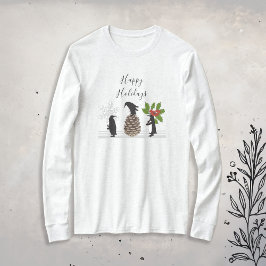 Camiseta Felices fiestas cutan graciosos Navidades de pingü