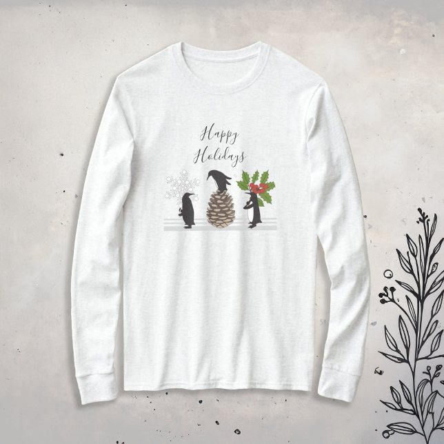 Camiseta Felices fiestas cutan graciosos Navidades de pingü (Subido por el creador)