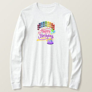 Camiseta Felices Fiestas de Cumpleaños Damas Largas Sleeve