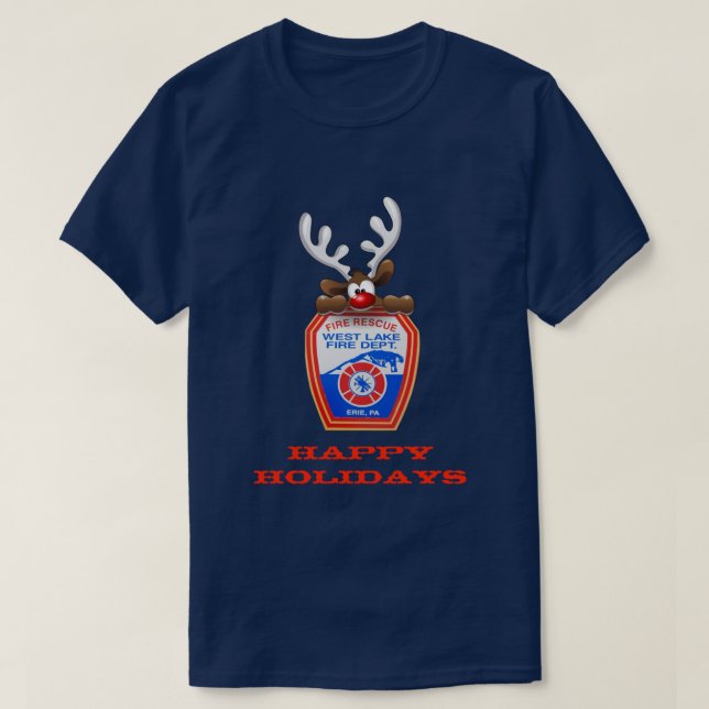 Camiseta Felices Fiestas: Departamento de Bomberos del Lago (Diseño del anverso)