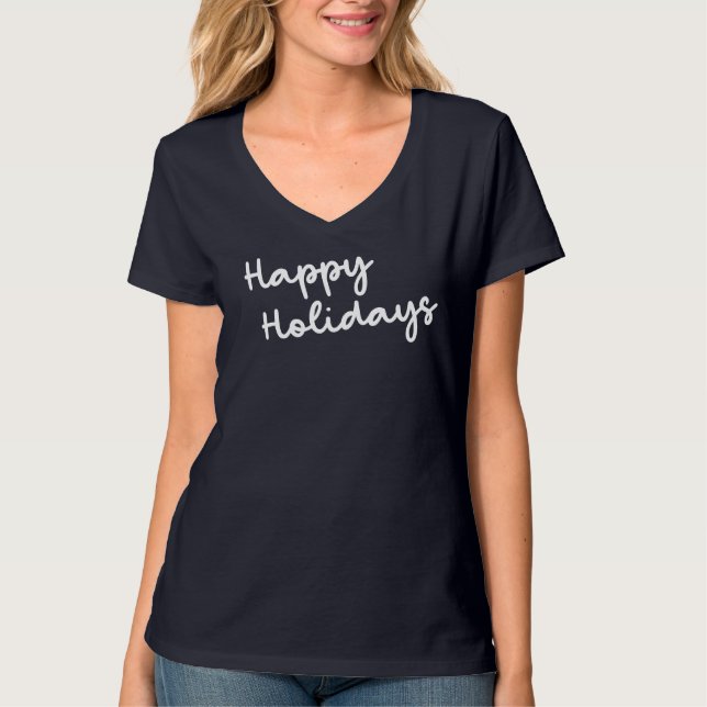 Camiseta Felices Fiestas Divertida Letra Script Cursiva (Anverso)