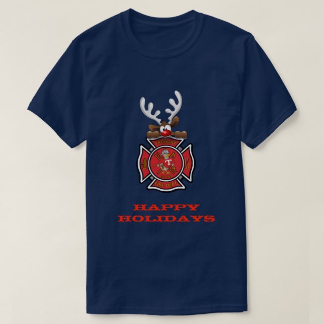 Camiseta Felices Fiestas: El Departamento de Bomberos de lo (Diseño del anverso)