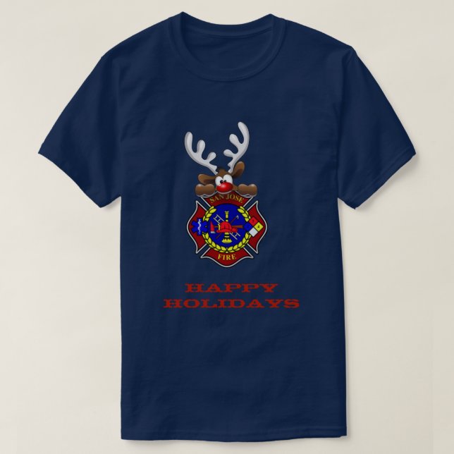 Camiseta Felices Fiestas: El Departamento de Bomberos de Sa (Diseño del anverso)