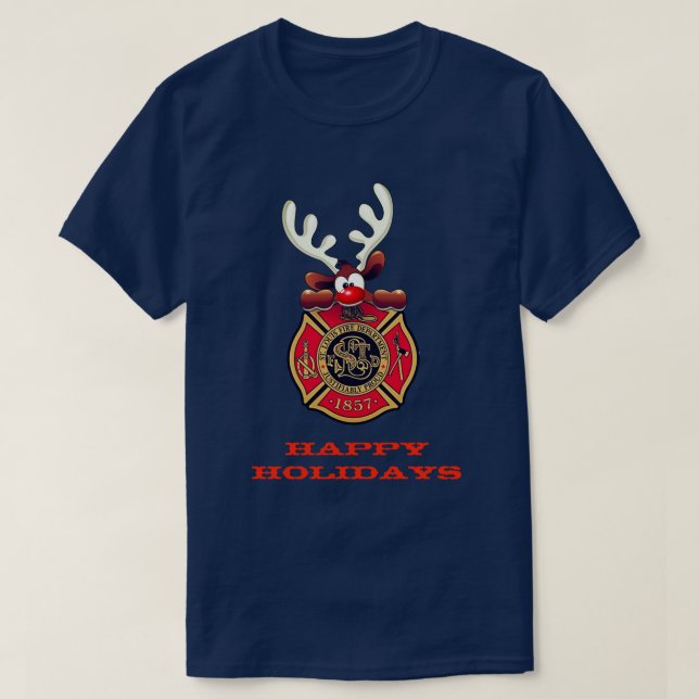 Camiseta Felices Fiestas: El Departamento de Bomberos de St (Diseño del anverso)