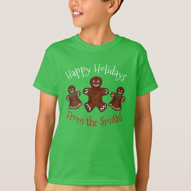Camiseta Felices fiestas El hombre del pan de los jengibre  (Anverso)