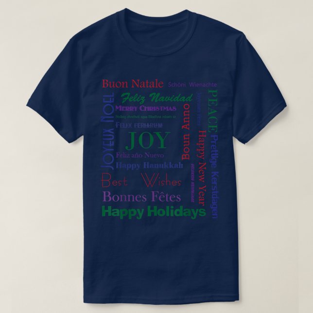 Camiseta Felices Fiestas en todo el mundo (Diseño del anverso)