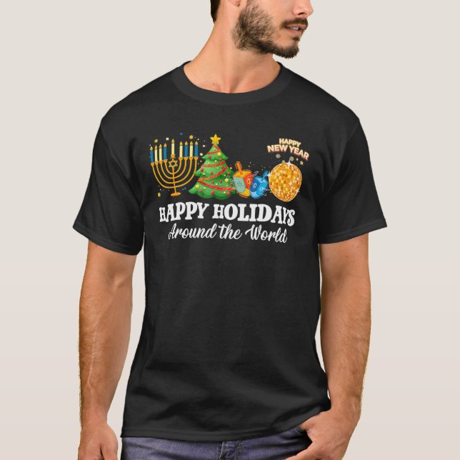 Camiseta Felices Fiestas En Todo El Mundo De La Familia Nav (Anverso)