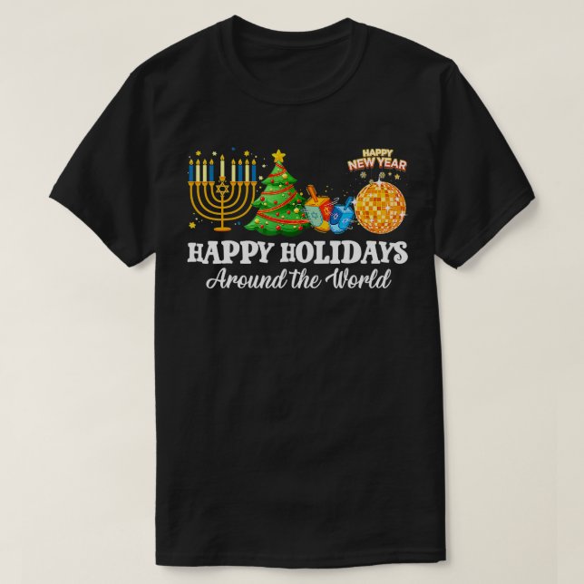 Camiseta Felices Fiestas En Todo El Mundo Familia De Navida (Diseño del anverso)