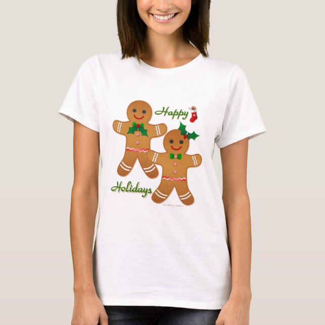 Camiseta Felices Fiestas Hombre Mujer de Pan de Jengibre (Anverso)