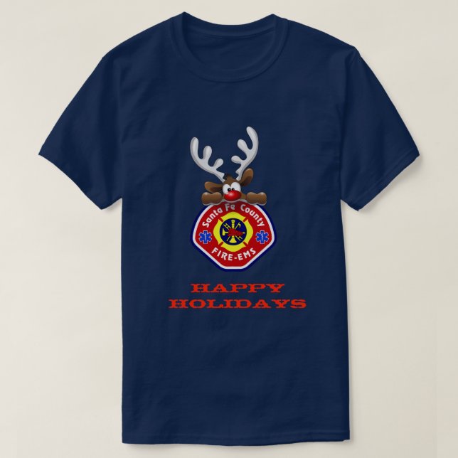 Camiseta Felices Fiestas: Incendios en el Condado de Santa  (Diseño del anverso)