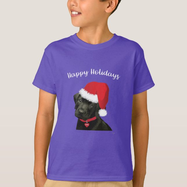 Camiseta Felices fiestas Labrador Perro Santa Hat Cute (Anverso)