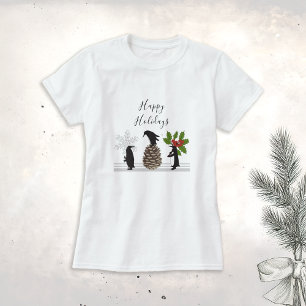 Camiseta Felices Fiestas Lindo y Divertido Pingüino de Navi