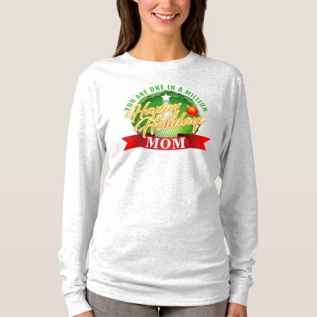 Camiseta Felices Fiestas Mamá Texto Verde (Anverso)