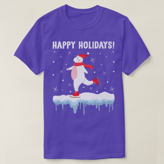 Camiseta Felices Fiestas Navidades De Patinaje Sobre Hielo  (Diseño del anverso)