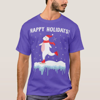 Camiseta Felices Fiestas Navidades De Patinaje Sobre Hielo 