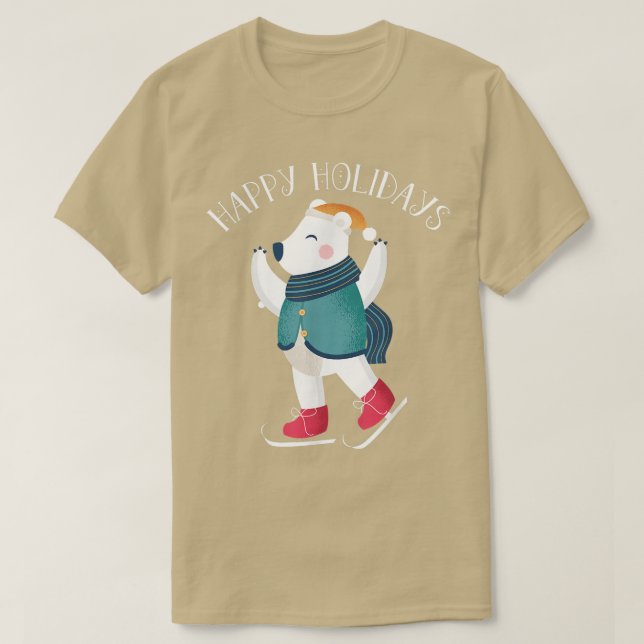 Camiseta Felices Fiestas Navidades De Patinaje Sobre Hielo  (Diseño del anverso)
