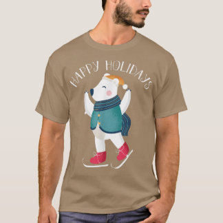Camiseta Felices Fiestas Navidades De Patinaje Sobre Hielo 