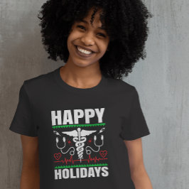 Camiseta Felices Fiestas Navidades Médicos de Caduceus