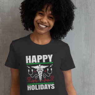 Camiseta Felices Fiestas Navidades Médicos de Caduceus