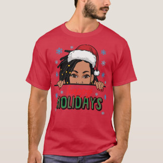 Camiseta Felices fiestas Navidades Nieve Melanin Mujeres Ne