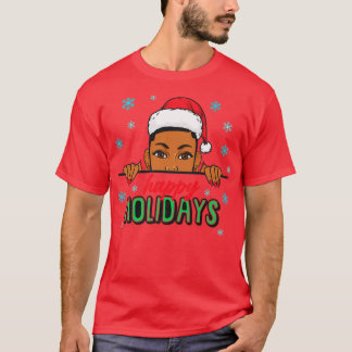Camiseta Felices fiestas Navidades Nieve Melanin Mujeres Ne