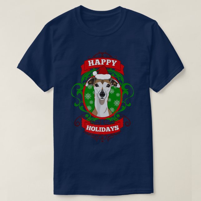 Camiseta Felices fiestas Navidades Perro Lover Santa Hat (Diseño del anverso)