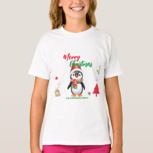 Camiseta Felices fiestas navideñas en el pingüino de Santa 