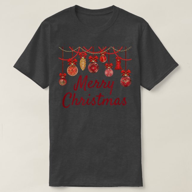 Camiseta Felices Fiestas Ornamentos Feliz Navidad Hanukkah (Diseño del anverso)