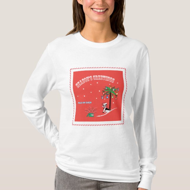 Camiseta Felices fiestas, paz en la Tierra (Anverso)