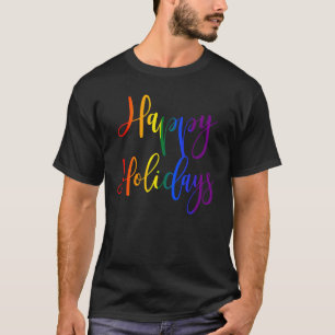 Camiseta Felices fiestas Rainbow LGBTQ Navidades del Orgull