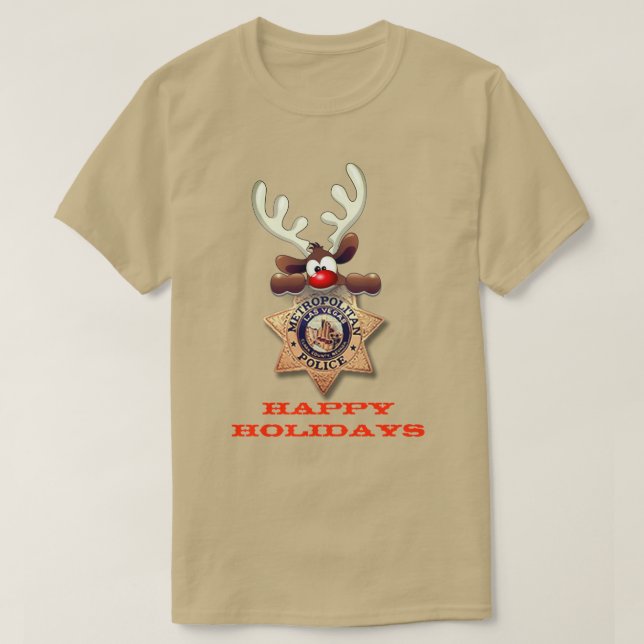 Camiseta Felices Fiestas Reindeo Las Vegas Metropolitan PD (Diseño del anverso)