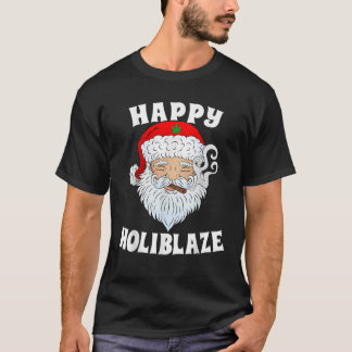 Camiseta Felices fiestas Santa Fumadores Weed Navidades div