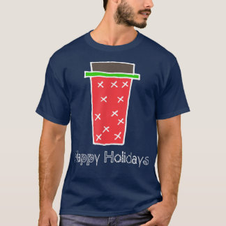 Camiseta Felices Fiestas Tee de la Copa del Café Rojo , Nav