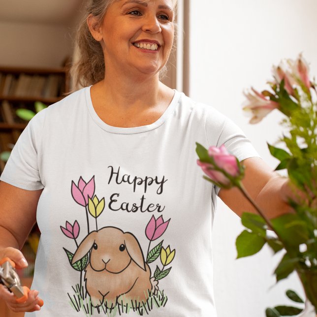 Camiseta Felices Flores de Primavera de Conejo de Pascua (Subido por el creador)