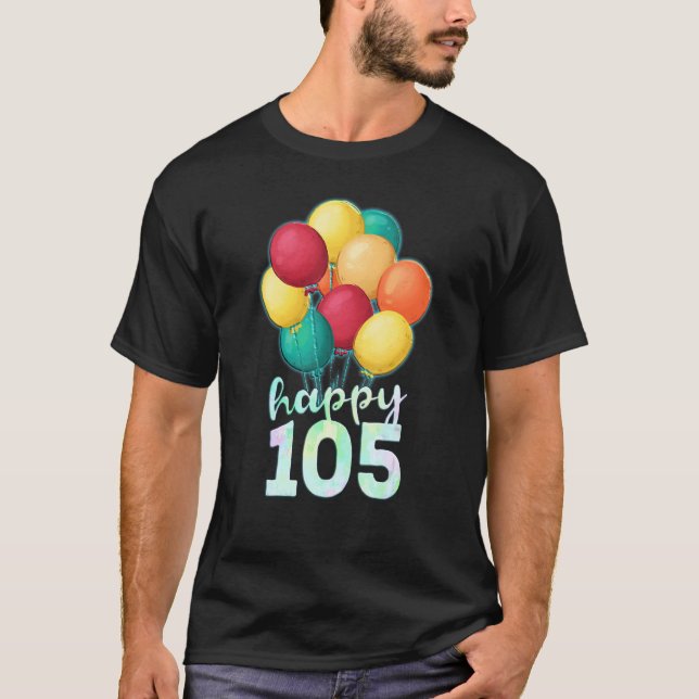 Camiseta Felices globos coloridos de 105 años 105º nacimien (Anverso)