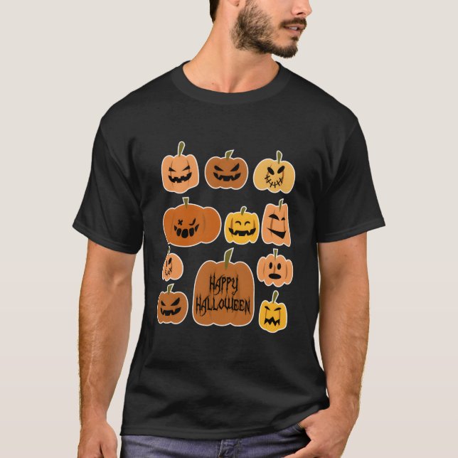 Camiseta Felices Halloween Creepkin Calabazas Vintage Hallo (Anverso)