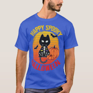 Camiseta Felices Halloween Cute Cat Skeleton Funny Vin