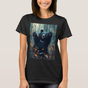 Camiseta Felices hojas de oscilación de oso negro