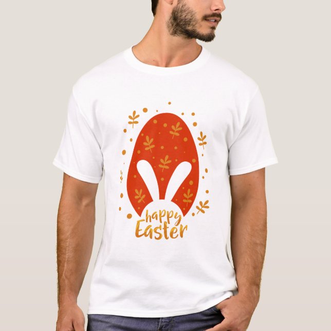 Camiseta Felices hojas y huevos del día de Pascua, lindo co (Anverso)
