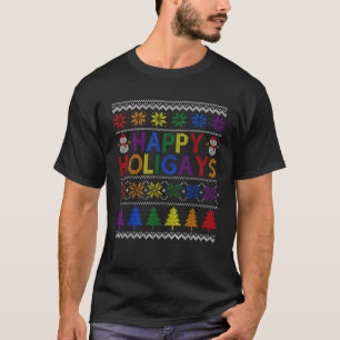 Camiseta Felices holigays Arcoiris Bandera gay LGBT Fea Chr