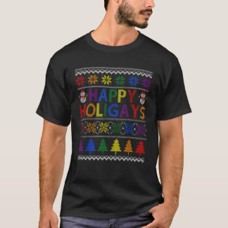 Camiseta Felices holigays Arcoiris Bandera gay LGBT Fea Chr