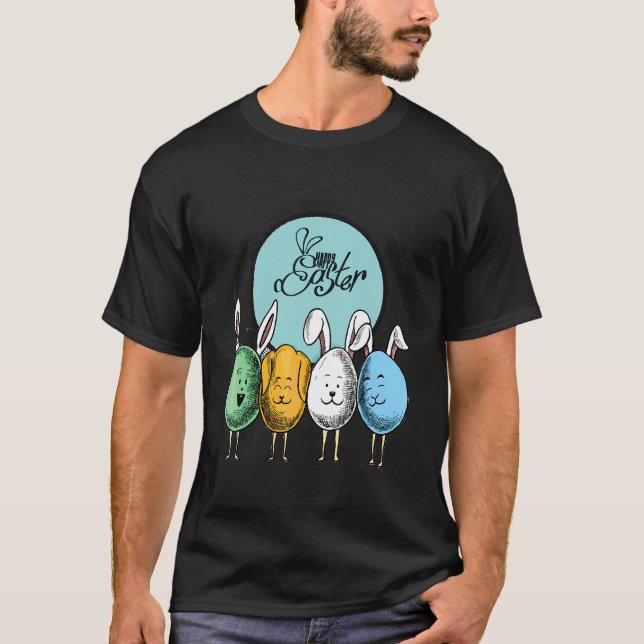 Camiseta Felices Huevos De Pascua Con Conejo Conejo Conejo  (Anverso)