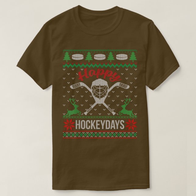 Camiseta Felices jornadas de hockey sobre Navidades feos y  (Diseño del anverso)